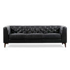 89" Tufted Sofa, Italian Leather with Feather Down Cushions