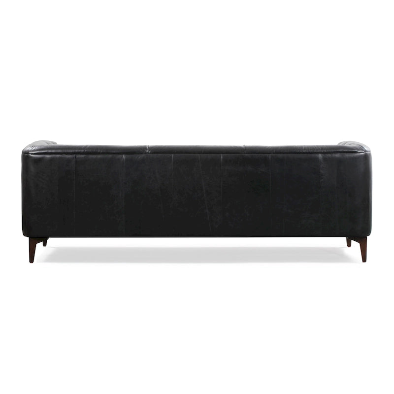 89" Tufted Sofa, Italian Leather with Feather Down Cushions
