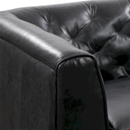 89" Tufted Sofa, Italian Leather with Feather Down Cushions