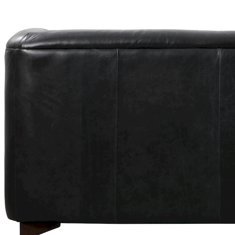 89" Tufted Sofa, Italian Leather with Feather Down Cushions