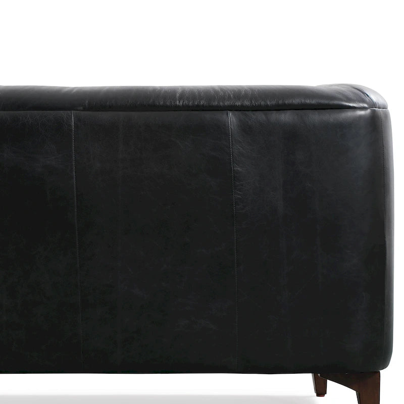 89" Tufted Sofa, Italian Leather with Feather Down Cushions