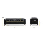 89" Tufted Sofa, Italian Leather with Feather Down Cushions