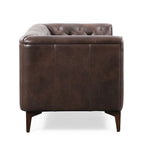 89" Tufted Sofa, Italian Leather with Feather Down Cushions