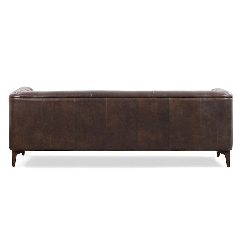 89" Tufted Sofa, Italian Leather with Feather Down Cushions