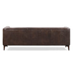 89" Tufted Sofa, Italian Leather with Feather Down Cushions