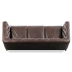 89" Tufted Sofa, Italian Leather with Feather Down Cushions
