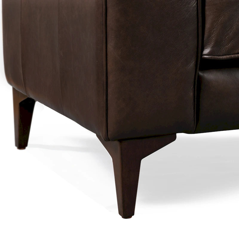 89" Tufted Sofa, Italian Leather with Feather Down Cushions