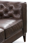 89" Tufted Sofa, Italian Leather with Feather Down Cushions
