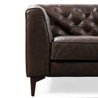 89" Tufted Sofa, Italian Leather with Feather Down Cushions