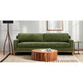 Velvet Sofa 90-inch Distressed Green 3-Seater Vintage Style