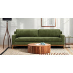 Velvet Sofa 90-inch Distressed Green 3-Seater Vintage Style