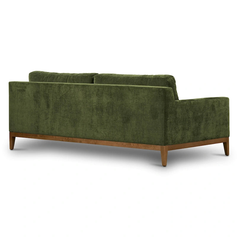Velvet Sofa 90-inch Distressed Green 3-Seater Vintage Style