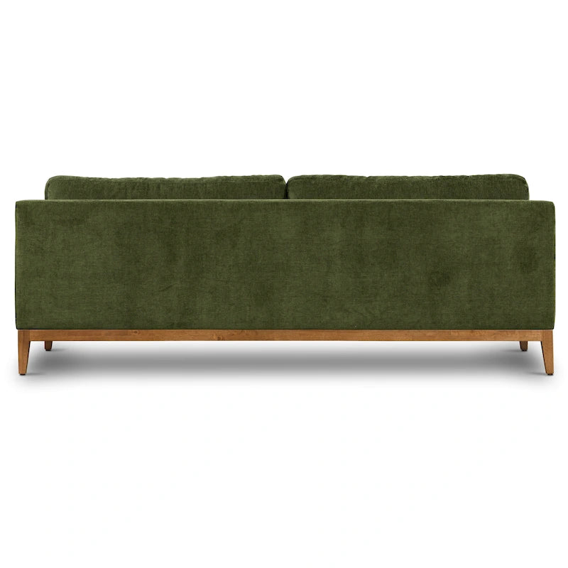 Velvet Sofa 90-inch Distressed Green 3-Seater Vintage Style