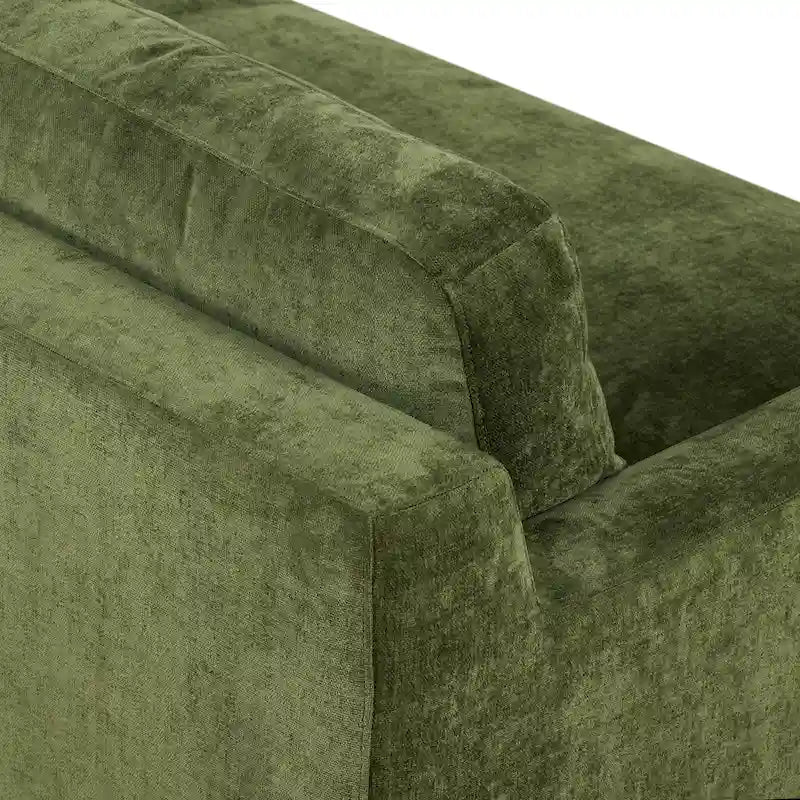 Velvet Sofa 90-inch Distressed Green 3-Seater Vintage Style