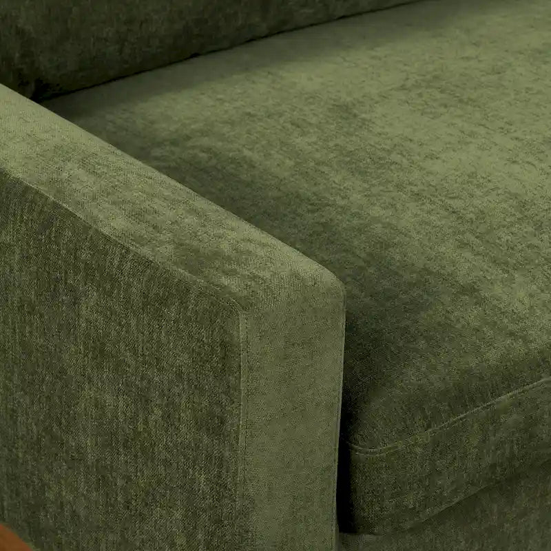 Velvet Sofa 90-inch Distressed Green 3-Seater Vintage Style