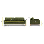 Velvet Sofa 90-inch Distressed Green 3-Seater Vintage Style