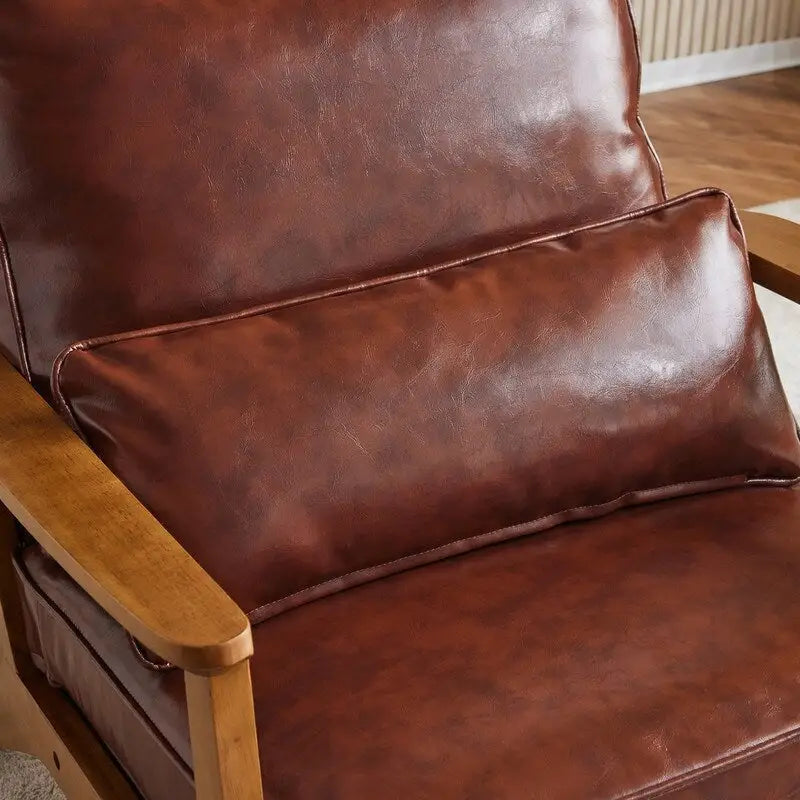 Beige Linen Blend Accent Chair - Wood Legs - Single Seat