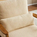 Beige Linen Blend Accent Chair - Wood Legs - Single Seat