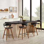 Counter Height Barstools Set of 4, Faux Leather with Bentwood Frame