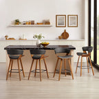 Counter Height Barstools Set of 4, Faux Leather with Bentwood Frame