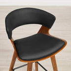 Counter Height Barstools Set of 4, Faux Leather with Bentwood Frame