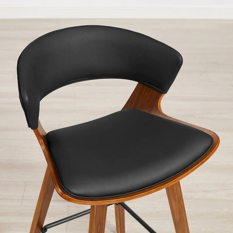 Counter Height Barstools Set of 4, Faux Leather with Bentwood Frame