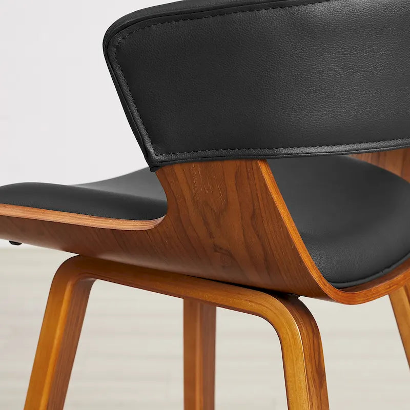 Counter Height Barstools Set of 4, Faux Leather with Bentwood Frame