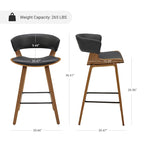 Counter Height Barstools Set of 4, Faux Leather with Bentwood Frame