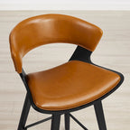 Counter Height Barstools Set of 4, Faux Leather with Bentwood Frame