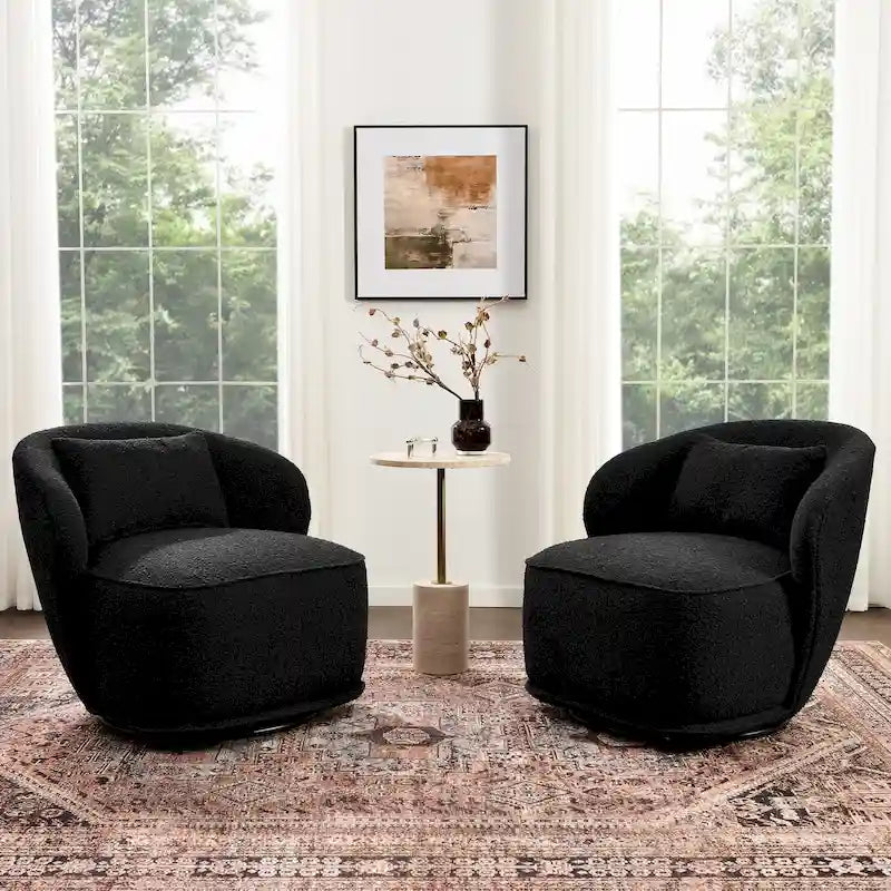 Boucle Swivel Chair - Armless - Set of 2