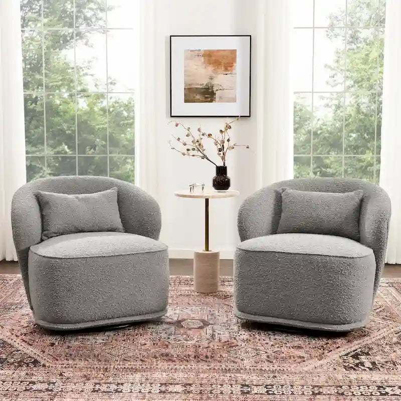 Boucle Swivel Chair - Armless - Set of 2