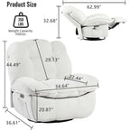 Power Recliner Chair - Massage & Heat - Swivel - Single Seat