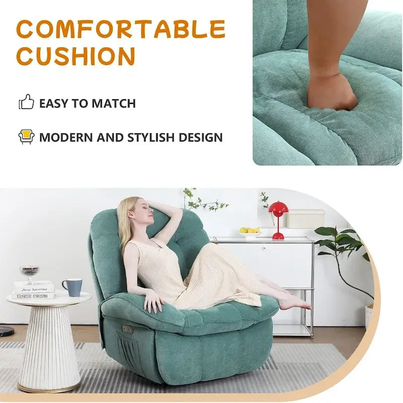 Power Recliner Chair - Massage & Heat - Swivel - Single Seat