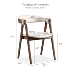 Boucle Dining Chairs Set of 2 Beige Walnut Mid-Century Modern