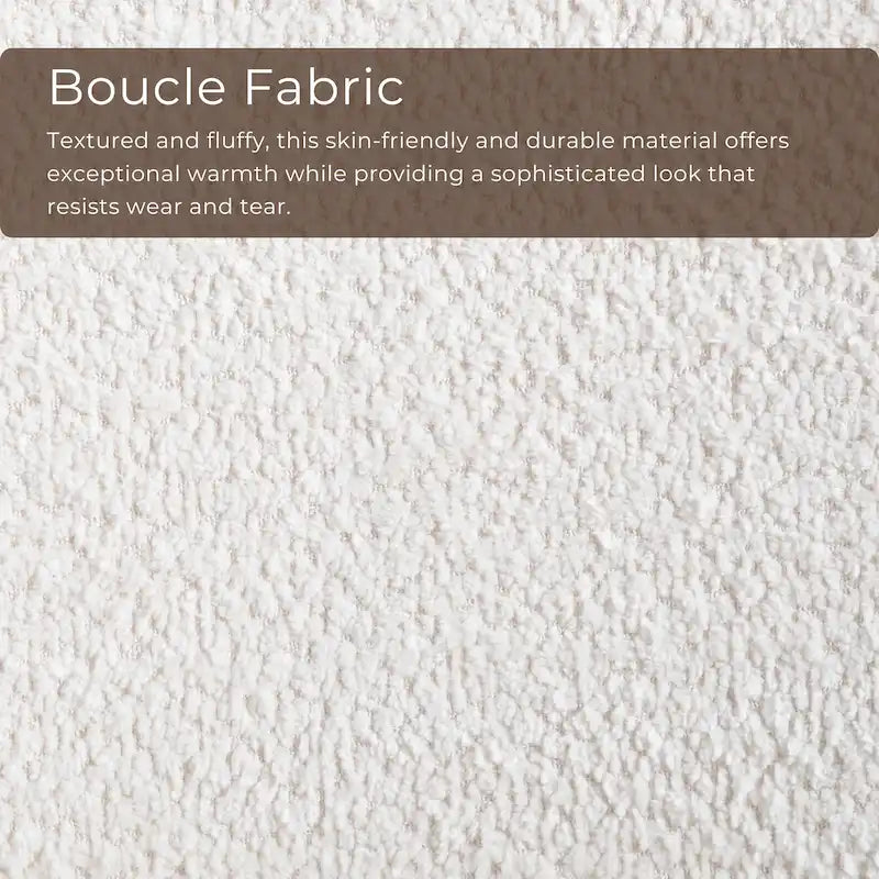 Boucle Dining Chairs Set of 2 Beige Walnut Mid-Century Modern