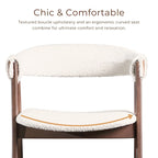 Boucle Dining Chairs Set of 2 Beige Walnut Mid-Century Modern