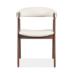 Boucle Dining Chairs Set of 2 Beige Walnut Mid-Century Modern