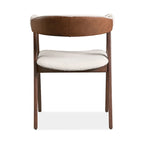 Boucle Dining Chairs Set of 2 Beige Walnut Mid-Century Modern