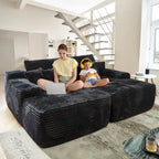 Plush Velvet Double Chaise Sofa, No Assembly, 2-Person