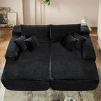 Plush Velvet Double Chaise Sofa, No Assembly, 2-Person