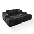 Plush Velvet Double Chaise Sofa, No Assembly, 2-Person