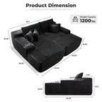 Plush Velvet Double Chaise Sofa, No Assembly, 2-Person