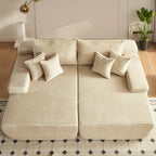 Plush Velvet Double Chaise Sofa, No Assembly, 2-Person