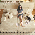 Plush Velvet Double Chaise Sofa, No Assembly, 2-Person
