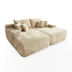 Plush Velvet Double Chaise Sofa, No Assembly, 2-Person