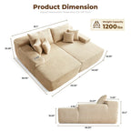 Plush Velvet Double Chaise Sofa, No Assembly, 2-Person
