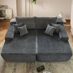 Plush Velvet Double Chaise Sofa, No Assembly, 2-Person
