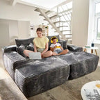 Plush Velvet Double Chaise Sofa, No Assembly, 2-Person