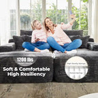 Plush Velvet Double Chaise Sofa, No Assembly, 2-Person