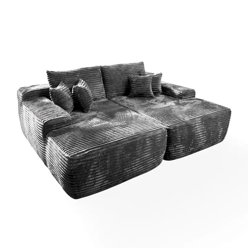 Plush Velvet Double Chaise Sofa, No Assembly, 2-Person